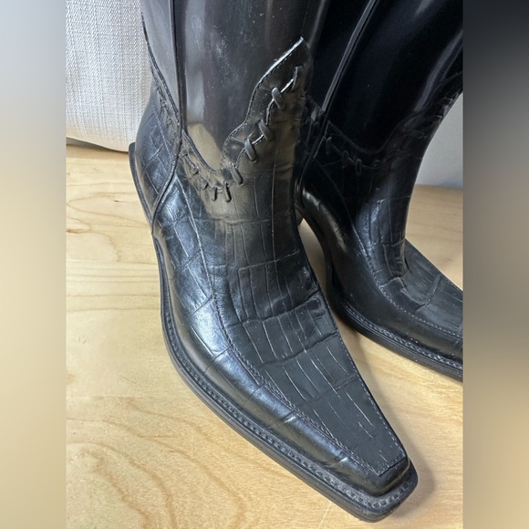 Donald J. Pliner Black Western Heeled Rain Boots - Picture 3 of 12